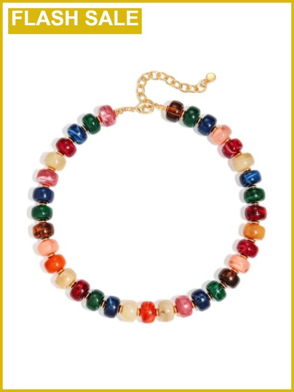 Chunky Resin Beaded Statement Necklace Boho Y2K Adjustable